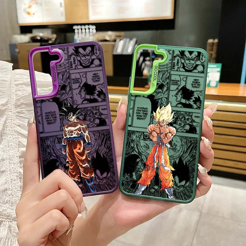 D-Dragon Ball Anime Saiyan Cool para Samsung Galaxy A73 A71 A56 A54 A53 A52 A51 A35 funda de teléfono plateada colorida - imagen 2