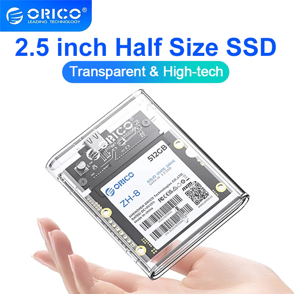 ORICO-funda SSD de tamaño medio de 2,5 pulgadas, carcasa para disco duro USB C, carcasa para disco duro tipo C, 5Gbps, compatible con suspensión automática para SSD de 2,5 pulgadas, tamaño Mini
