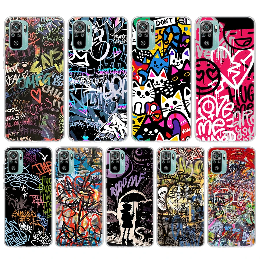 Graffiti moda Cool funda de teléfono de silicona para Xiaomi Redmi Note 14 13 12S 11 Pro Plus 11S 10 10S 11T 11E 4G 5G cubierta suave Redm