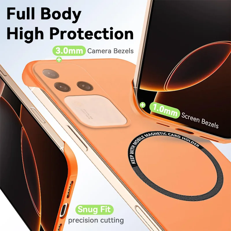 Fundas de teléfono magnéticas delgadas para VIVO S18 Pro S18Pro V2344A, cubierta dura mate antiarañazos para PC, armadura a prueba de golpes sin bordes - imagen 3