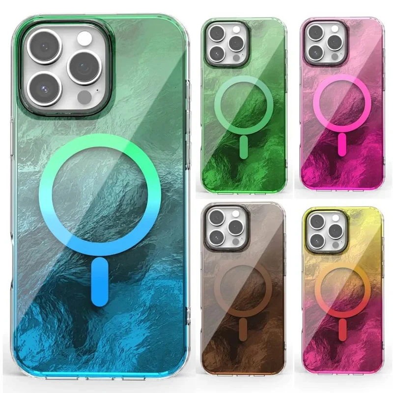 Funda magnética con textura glacial degradada para Magsafe IPhone 17 Air 16 15 14 13 12 Pro Max Plus 17Pro 16Pro 17Air Mag cubierta segura - imagen 5