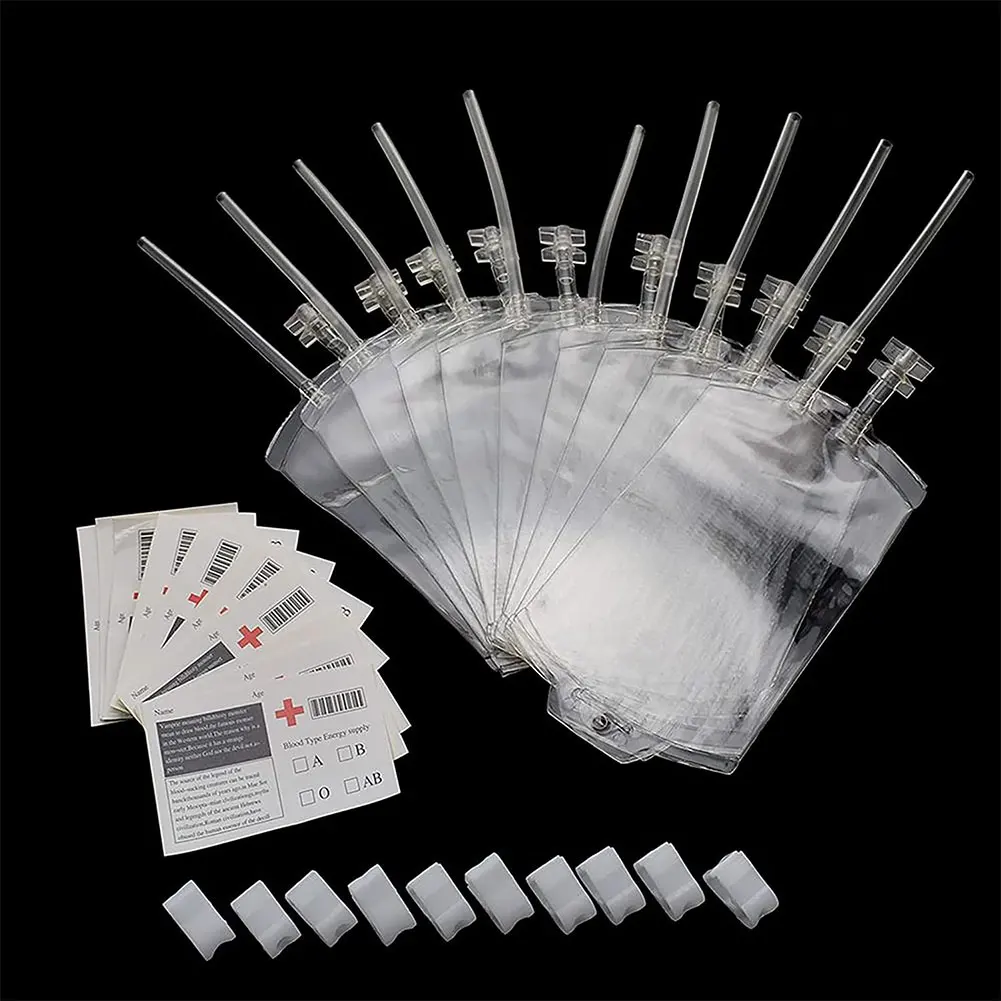 Bolsas de sangre para Halloween, bolsa para beber jugo de Alcohol, decoración para fiesta de cumpleaños, suministros de Cosplay de vampiro, accesorios de terror - imagen 5