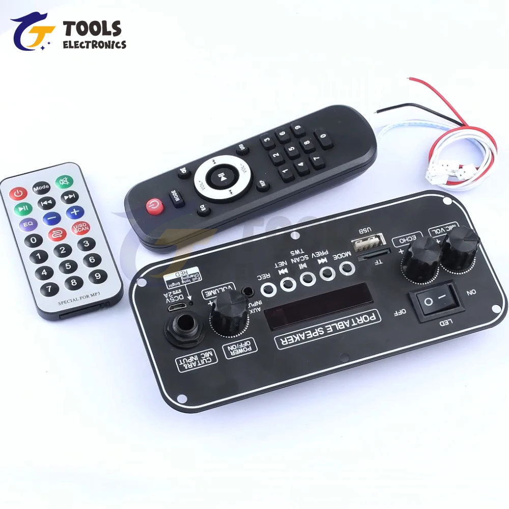 Placa de decodificadora Bluetooth MP3 DC 3,7-5V amplificador 2*10W con Radio FM y reproducción MP3/WAV/APE para Audio de coche D