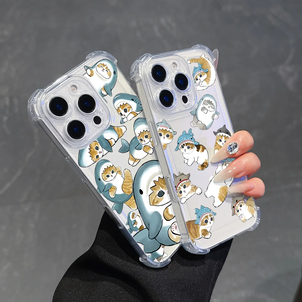 Funda de teléfono con bonito dibujo de gato m-mofusand para Samsung NOTA 20 S25 S24 S23 S22 S21 S20 FE Plus Ultra 5G, funda transparente a prueba de golpes - imagen 2
