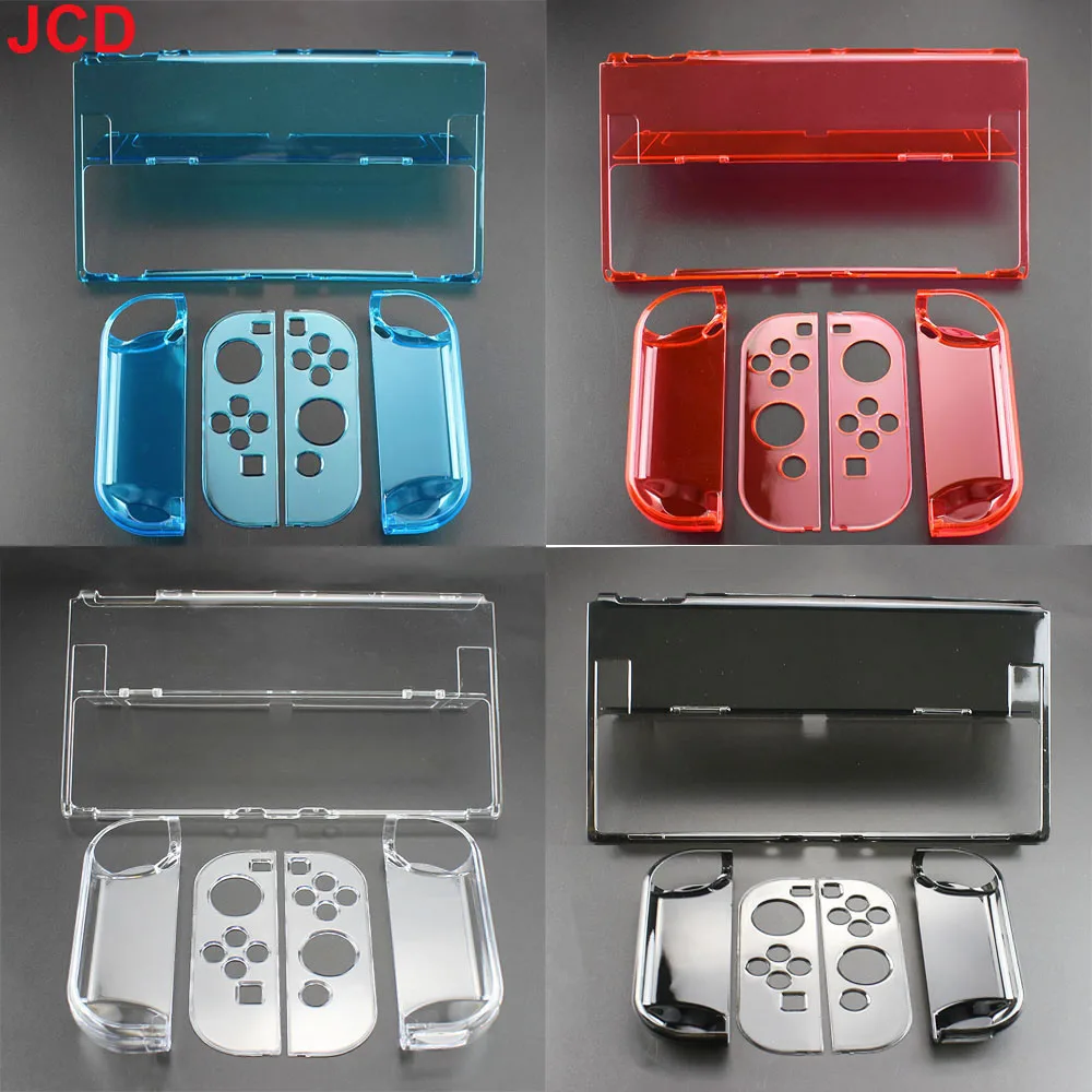 JCD para Switch NS OLED Protector de controlador carcasa de cristal transparente cubierta de consola de videojuegos funda protectora con tapa accesorios de juego