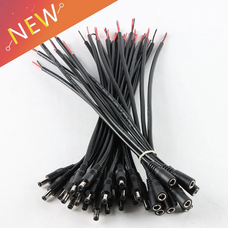 Cable conector CC de 5,5x2,1mm, adaptador LED macho hembra, conector CC de 12V CC, enchufe de alimentación 5,5x2,1mm, 30cm para tira de luz LED 5050 3528