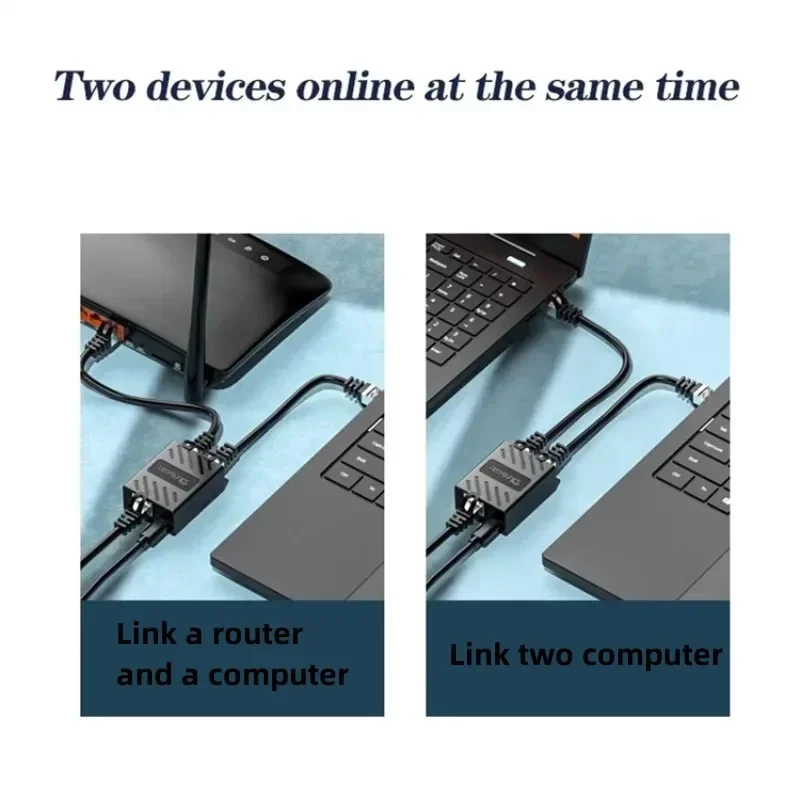 Adaptador de conector RJ45, divisor de 1 a 2 vías, extensor de enchufe Modular, acoplador de Internet RJ 45, Cable Ethernet para ordenador portátil - imagen 3