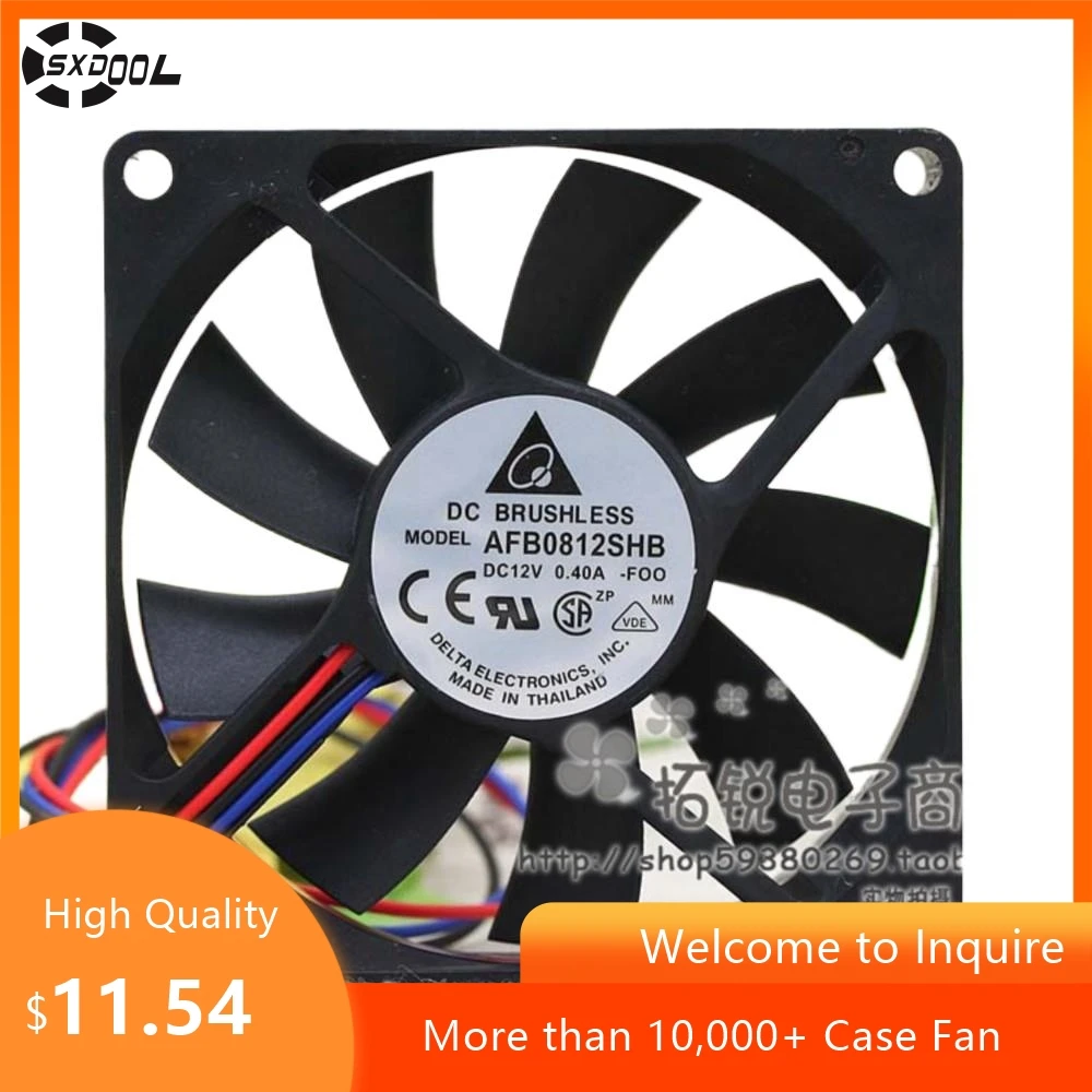 para ventilador de refrigeración ultrafino Delta 80mm AFB0812SHB 12V 0.4A, alto rendimiento para PC, servidores y electrónica - imagen 2