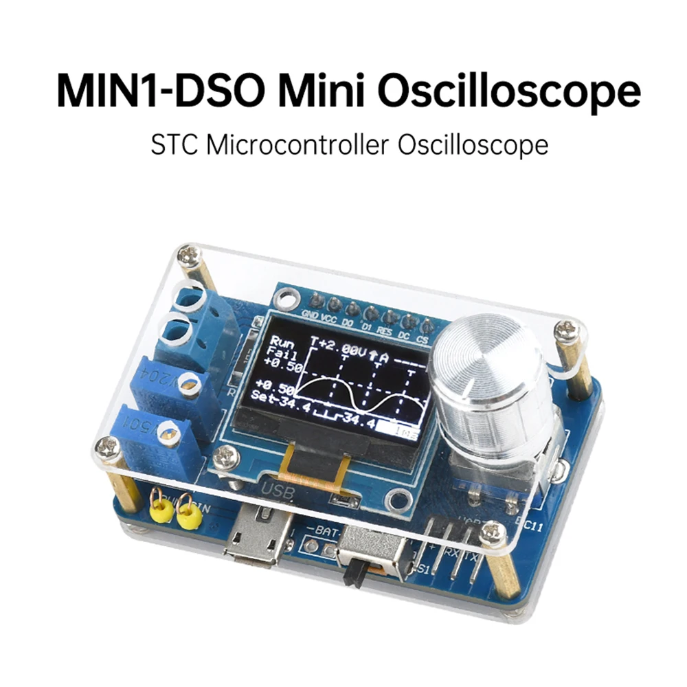 Kit de osciloscopio MIN-DOS, pantalla LCD de 0,96 ", Kits electrónicos de bricolaje, microcontrolador STC PWM y generador de señal FM de onda sinusoidal pura - imagen 2