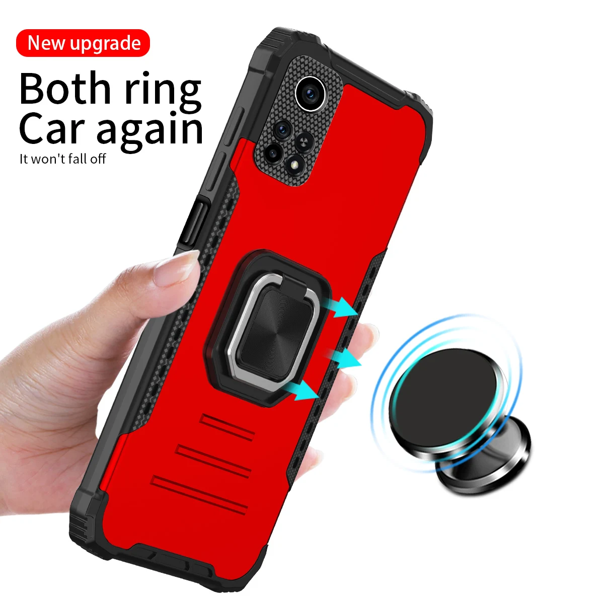 Funda de teléfono magnética para Xiaomi Poco X3, carcasa de lujo a prueba de golpes, armadura de protección pesada con soporte de anillo, NFC Pro - imagen 2
