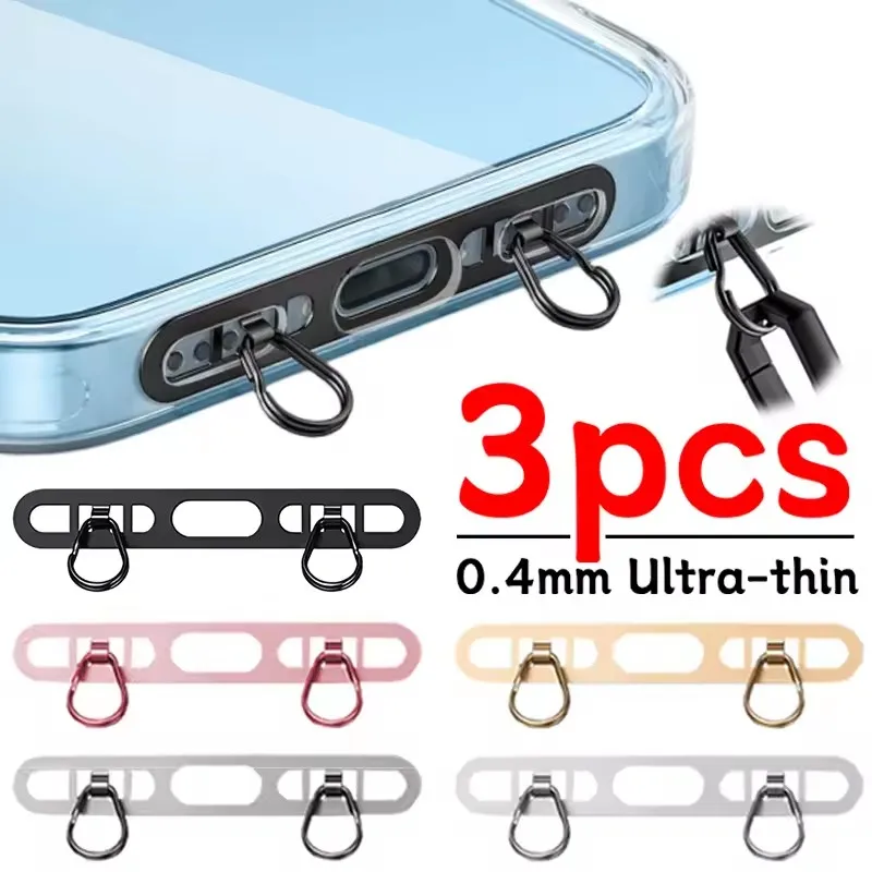 Nuevo parche de junta de cordón de teléfono de Metal ultrafino, Clips de cable colgantes resistentes de acero inoxidable, accesorios de conector de seguridad para teléfono móvil