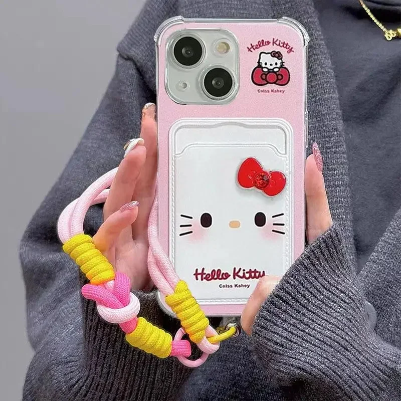 Funda con tarjetero y lazo de Hello Kitty 3D para iPhone 17 PRO MAX Air 16 15 14 12 11 Pro Max Plus Mini 16e - imagen 3