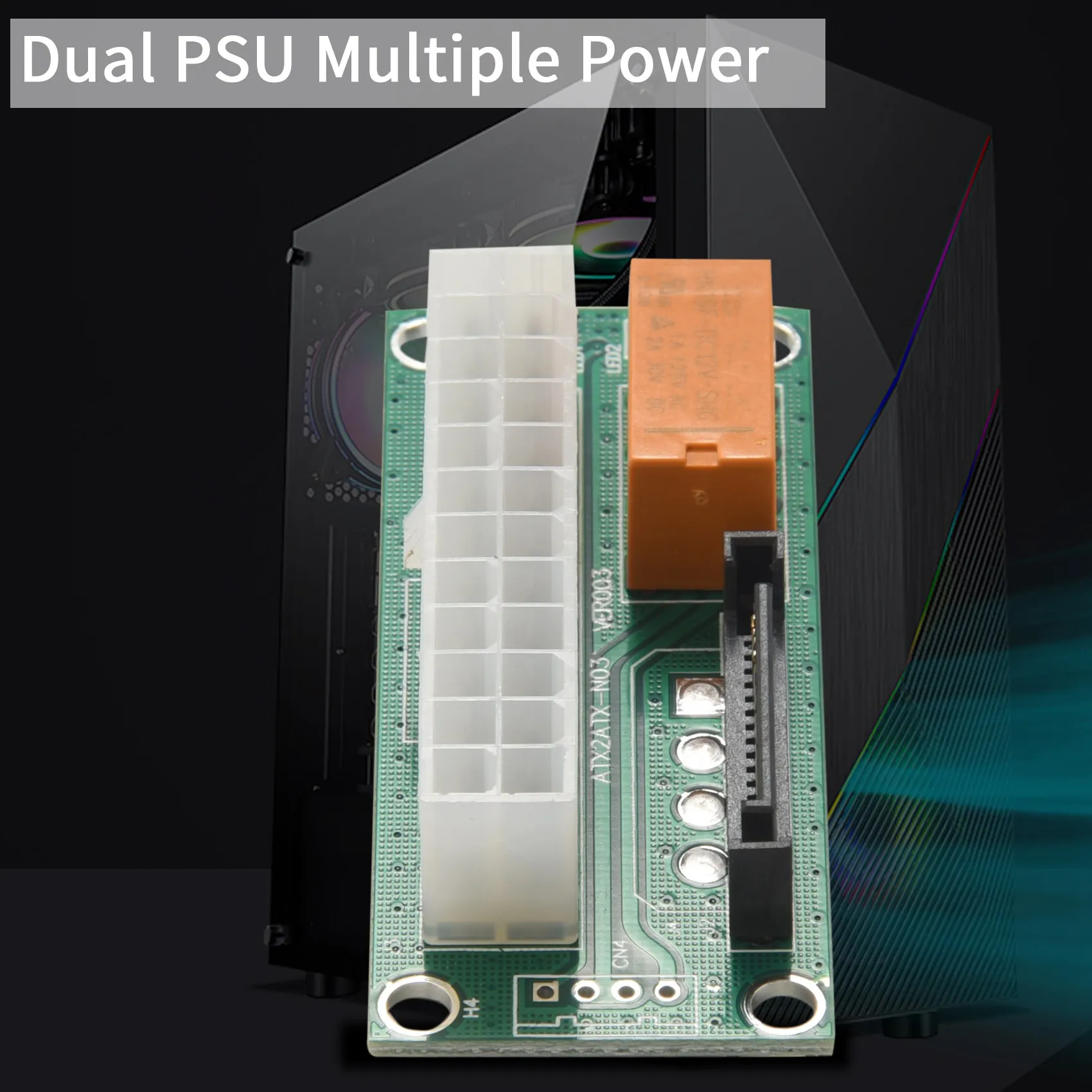 SuperDeals-placa de alimentación Dual PSU, adaptador de fuente de alimentación múltiple Add2Psu con conector Sata ATX de 24 pines a 4 pines para minero de Bitcoin - imagen 2