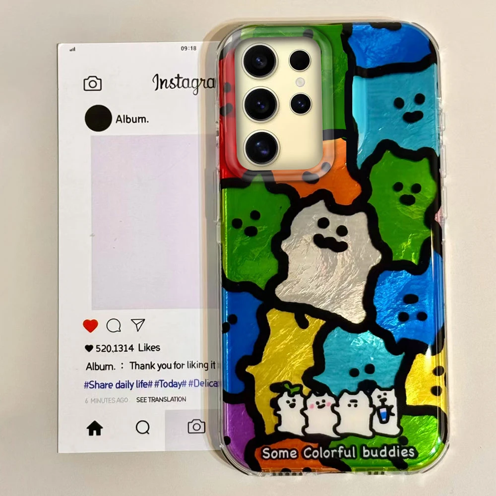 Para Samsung Galaxy S25 S24 S23 S22 S21 Plus Ultra S20 FE línea gato gradiente patrón de vórtice parachoques parte trasera dura a prueba de golpes funda de teléfono - imagen 4