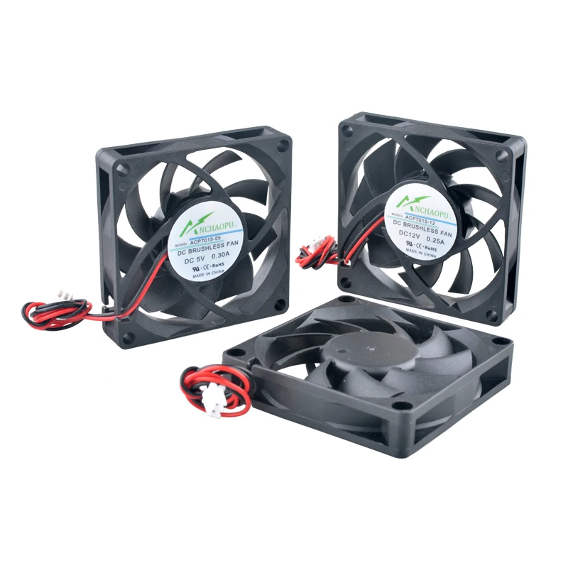 ACP7015 7cm 70mm ventilador 70x70x15mm DC5V 12V 24V ventilador de flujo Axial de 2 pines ventilador de refrigeración para enrutadores convertidores de frecuencia de energía - imagen 2