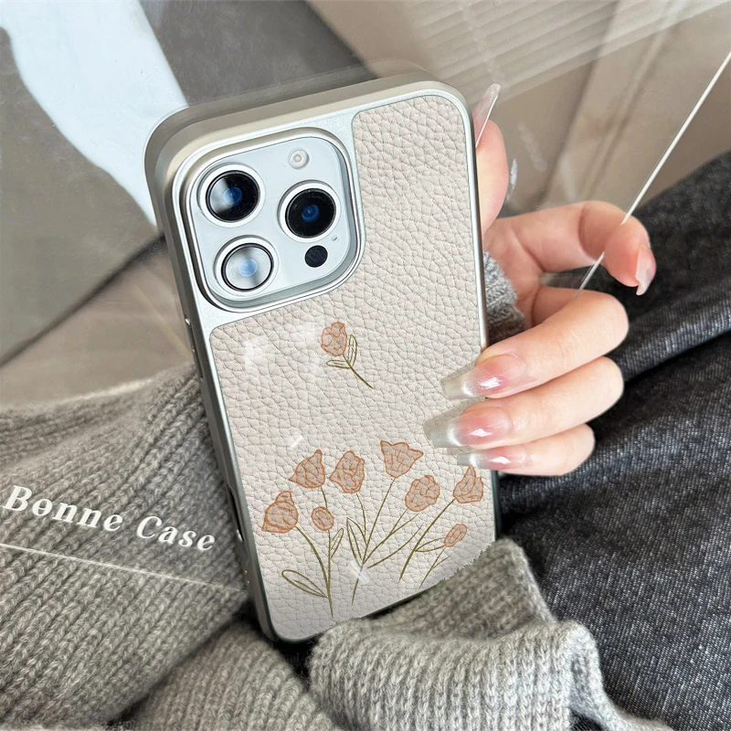 Funda de teléfono con textura de cuero "La rosa que voló" para iPhone11/12/13/14/15/16/22 Pro Max AIR PLUS - imagen 2