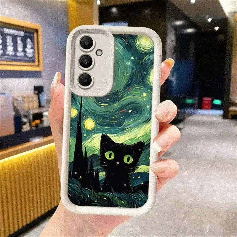Funda de teléfono Van Gogh Art Cute Kitty para Galaxy A15 A72 A52 4G 5G A25 A35 A55 A51 A73 A52s A53 A54 5G A71 4G - imagen 2