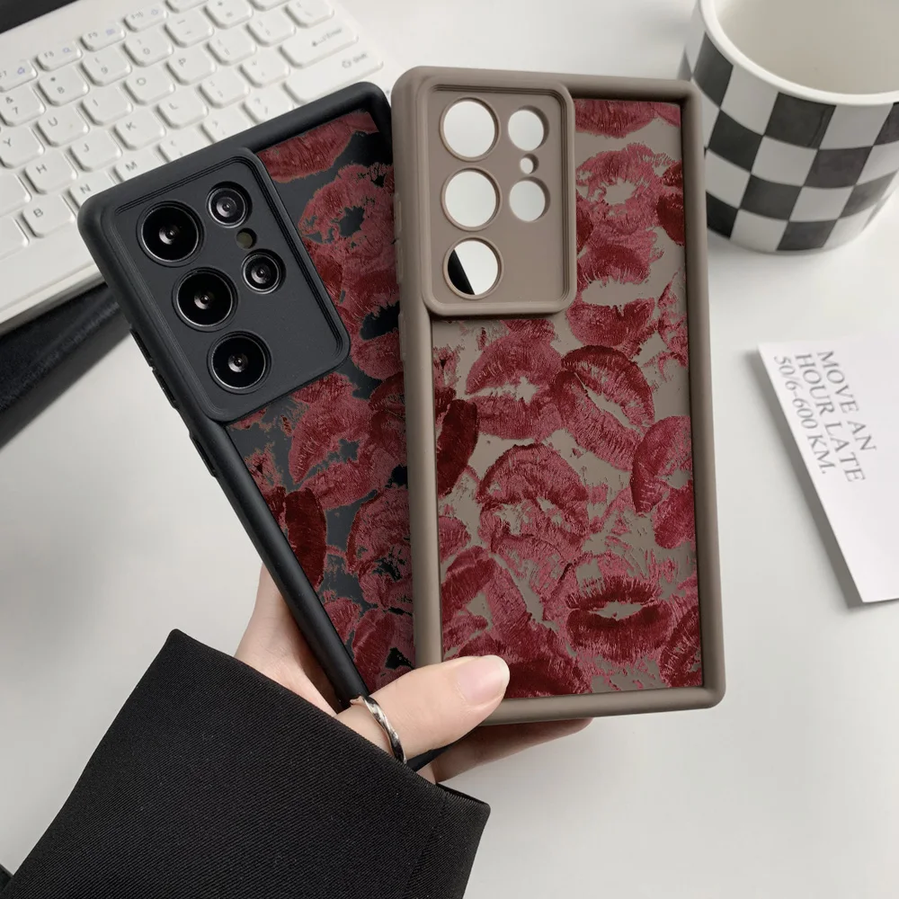 Funda de teléfono de silicona para Samsung Galaxy A55 5G A54 A15 A16 A06 A05 A05s A35 A34 A52 A53 A25 A24 A32 A33 A12 Funda de labios sexuales