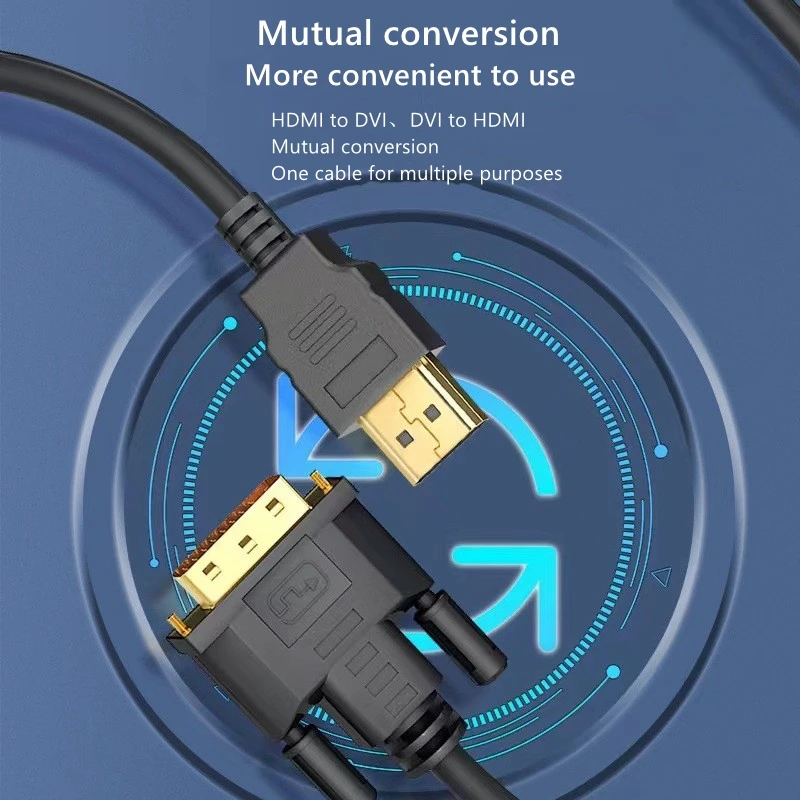 Adaptador de HDMI a DVI, Cable HD de conversión de 1m, 1,5 m, 2m, 3m, 5m, 4K, alta definición, TV, Monitor de ordenador, proyector, Ps3/4 - imagen 4