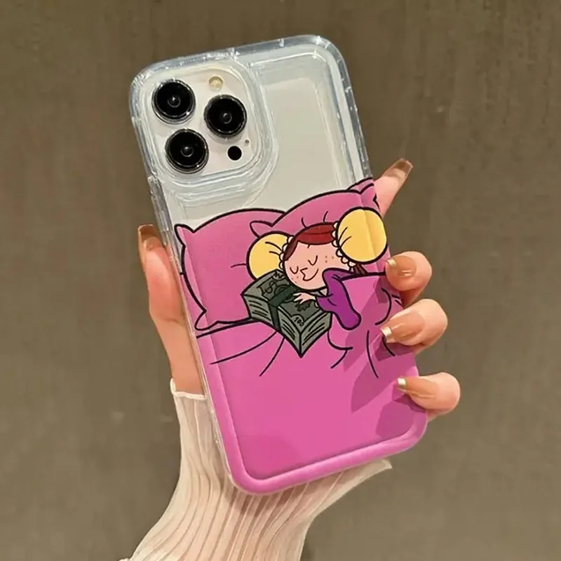Funda de TPU con cojín de aire para chica dinero de dibujos animados Retro para Samsung Galaxy A55 A54 A35 A15 A14 A34 A52 S21 FE S22 S23 S24 S25 Ultra