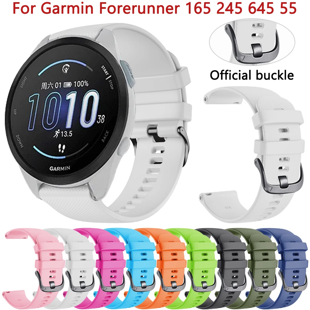 Correas de reloj inteligente de 20mm para Garmin Forerunner 165 245 645 55 Venu 2 Plus SQ 2 Vivoactive 3 HR correa de pulsera deportiva de silicona