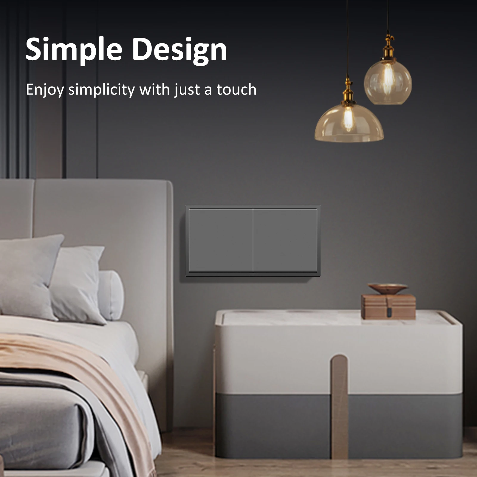 BSEED 1/2 interruptor de pared individual interruptor de luz doble interruptor de botón grande Triple 1 vía marcos de plástico estándar de la UE 10A - imagen 2