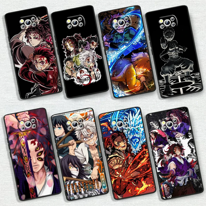 Demon Slayer-funda suave para teléfono móvil, carcasa negra para Xiaomi Poco X6, X5, X4, X3, F4, F3, NFC, M6, M4, GT, S Pro, 4G, 5G, C65, Kimetsu No Yaiba
