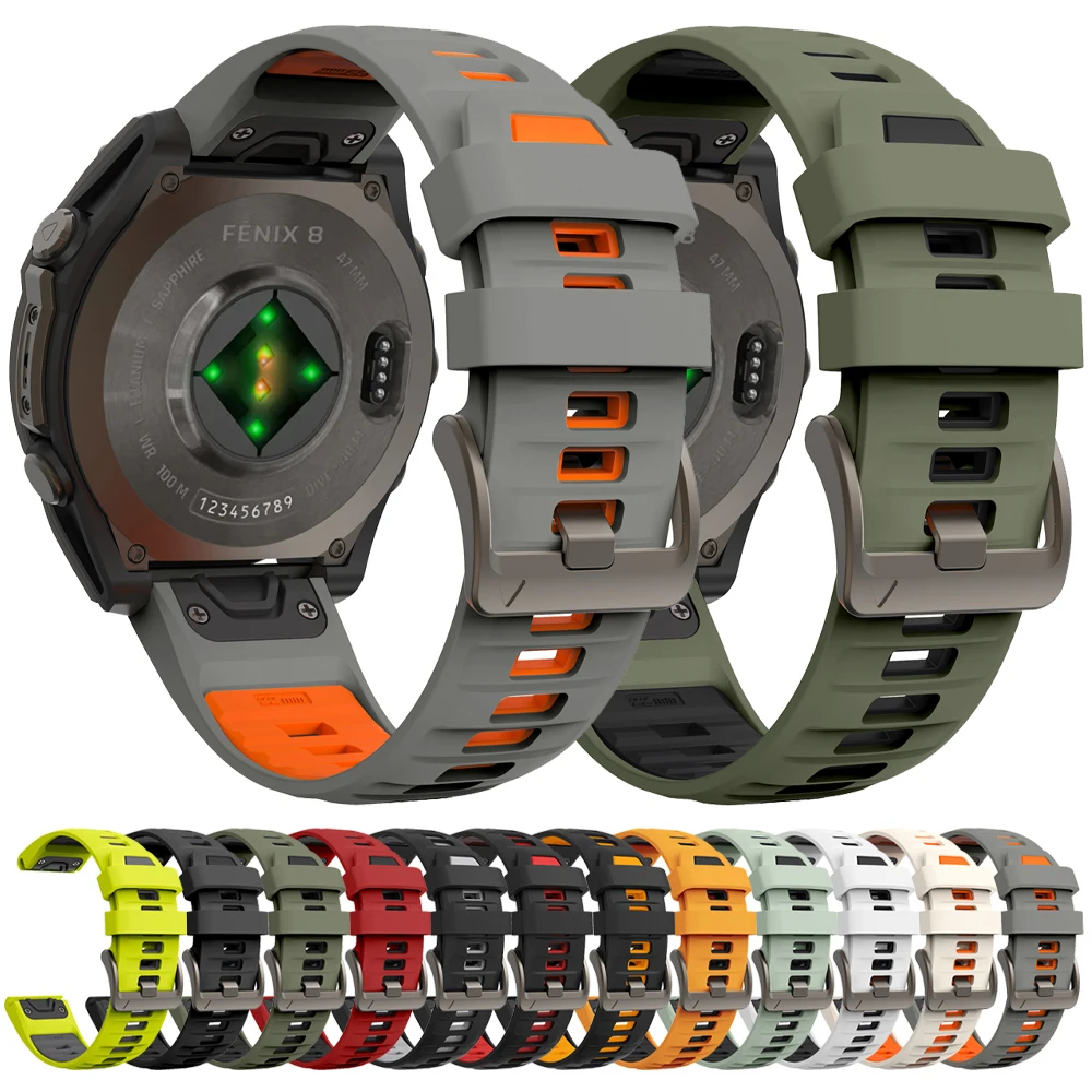 Correa de silicona de dos tonos QuickFit de 26mm y 22mm para Garmin Fenix E 8 7X 7 6 6X/Epix Pro Gen 2 51mm 47mm/accesorios de correa de reloj Tactix