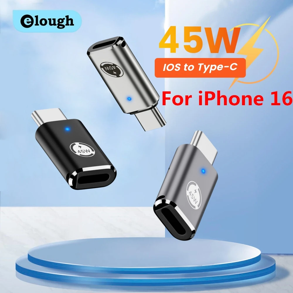 Adaptador Elough iOS a tipo C OTG USB C macho a Lightning hembra convertidor para iPhone 16 15 iPad PD 45W convertidor de carga rápida
