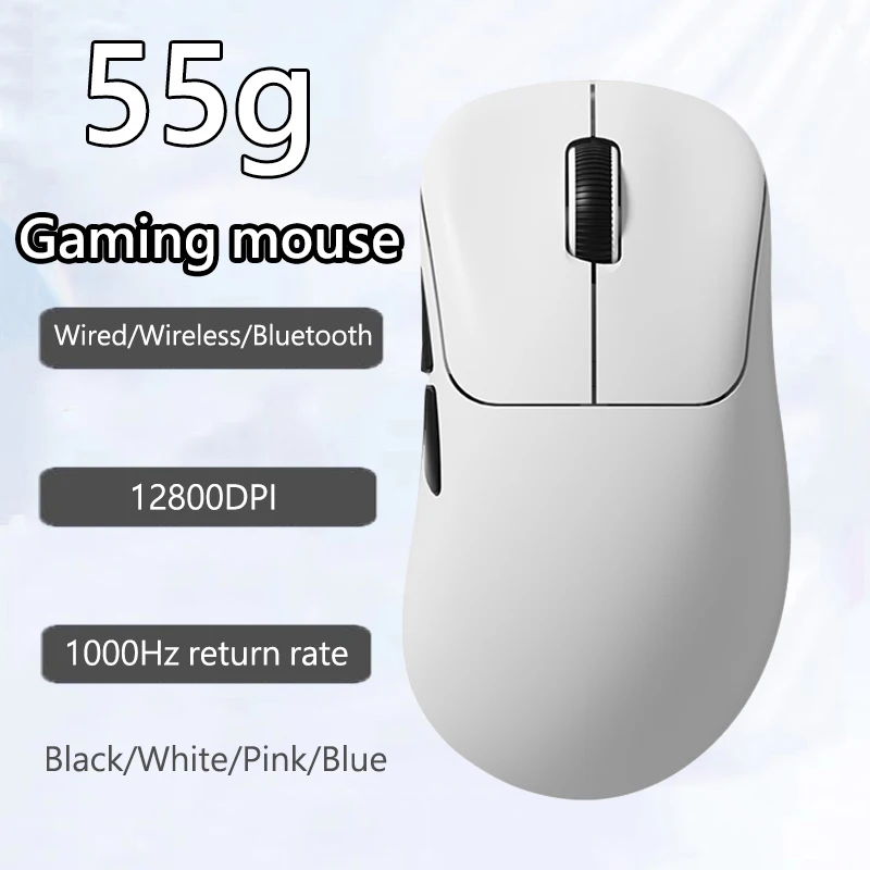 Warvank V6 PRO 55g Ratón inalámbrico Bluetooth ligero para juegos 12800DPI Conexión de 3 modos 1K ROR para juegos Hogar Oficina PS - imagen 2