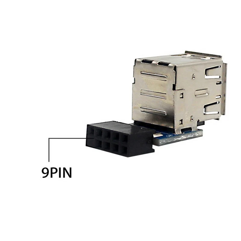 Adaptador convertidor USB2.0 de 9 pines, 10 pines a puerto A, estilo PH29 para PC de escritorio, placa base de ordenador, adaptador Dongle de llave USB incorporado - imagen 2