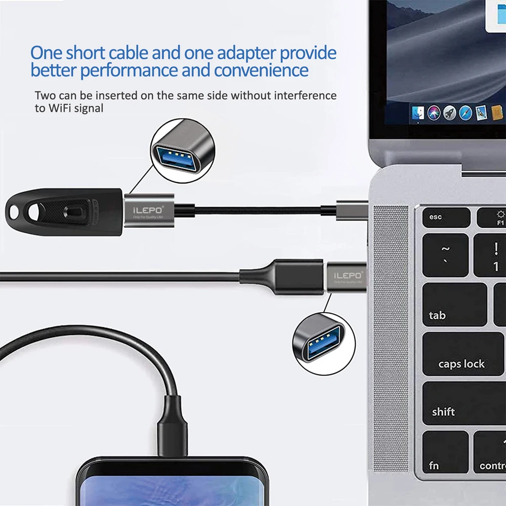 Adaptador de Cable tipo C a USB 3,0, convertidor de datos OTG, macho a hembra 3,0, Huawei y Xiaomi para teléfono, 4 unidades por juego - imagen 3