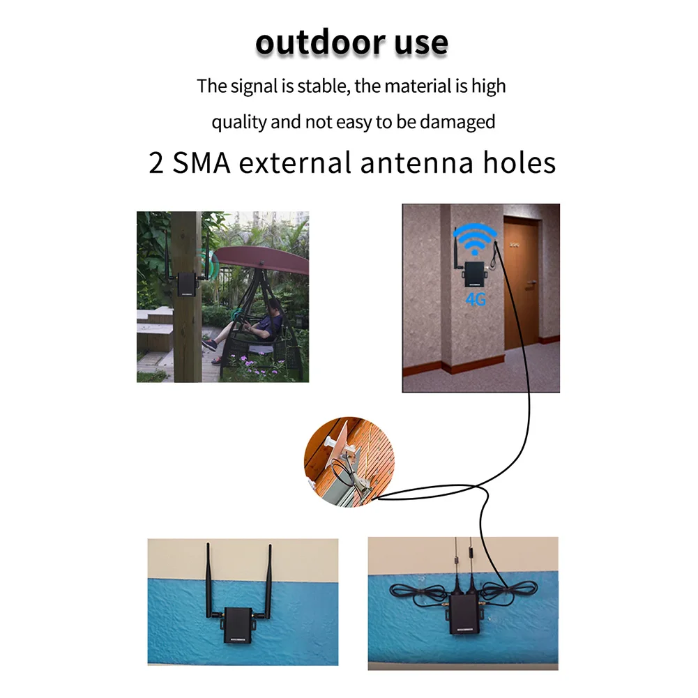 Enrutador 4G de grado Industrial H927, enrutador de 150Mbps, 4G, LTE, CAT4, enrutador con tarjeta SIM con antena externa, compatible con 16 usuarios de WiFi para exteriores - imagen 3