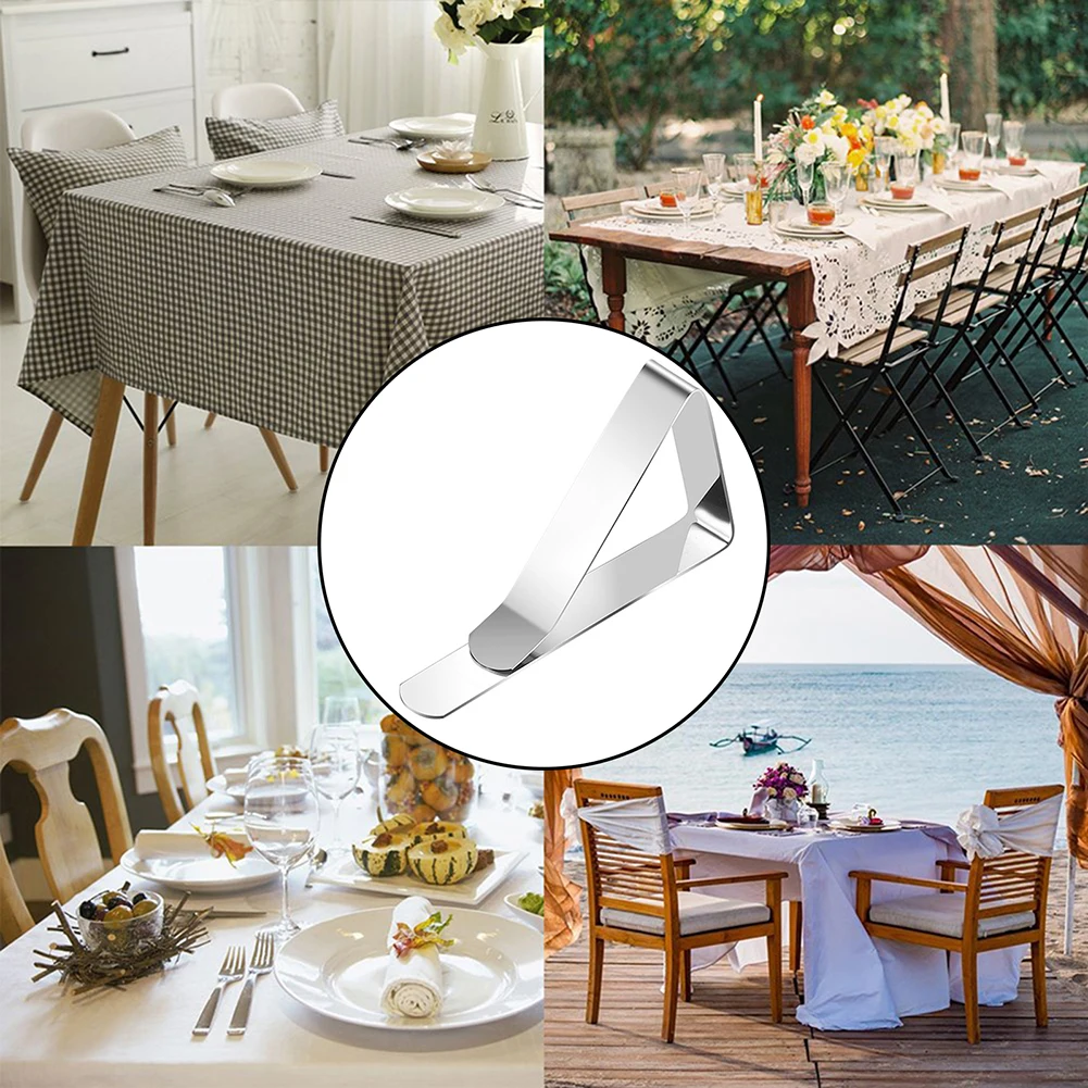 Clips de acero inoxidable para mantel de mesa, Clips de sujeción de hasta 1,7 pulgadas de grosor, resistentes al viento, para fiesta, Picnic, barbacoa, 4/6/8 piezas - imagen 3