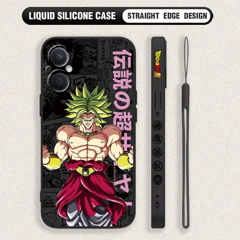 D-Dragon Ball Broly Jiren cubierta para OPPO Reno 8 7 6 5 A96 A78 A74 A72 A58 A53 A40 A54s Lite 5G funda de teléfono con cuerda izquierda líquida - imagen 3