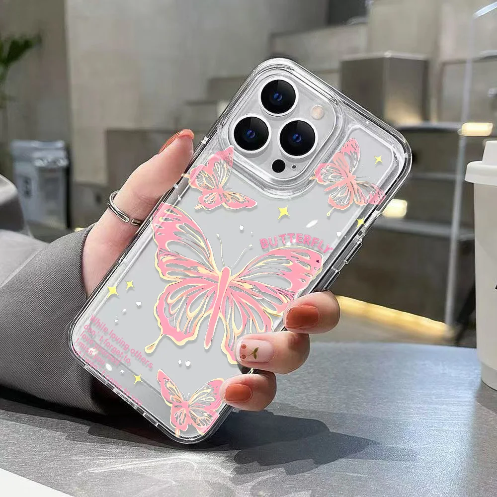 Butterfly Phone Case For iPhone 16 Pro Max 13 11 16E 15 14 12 16promax 15promax 14promax  Transparent Soft Silicon Funda Cover - imagen 2