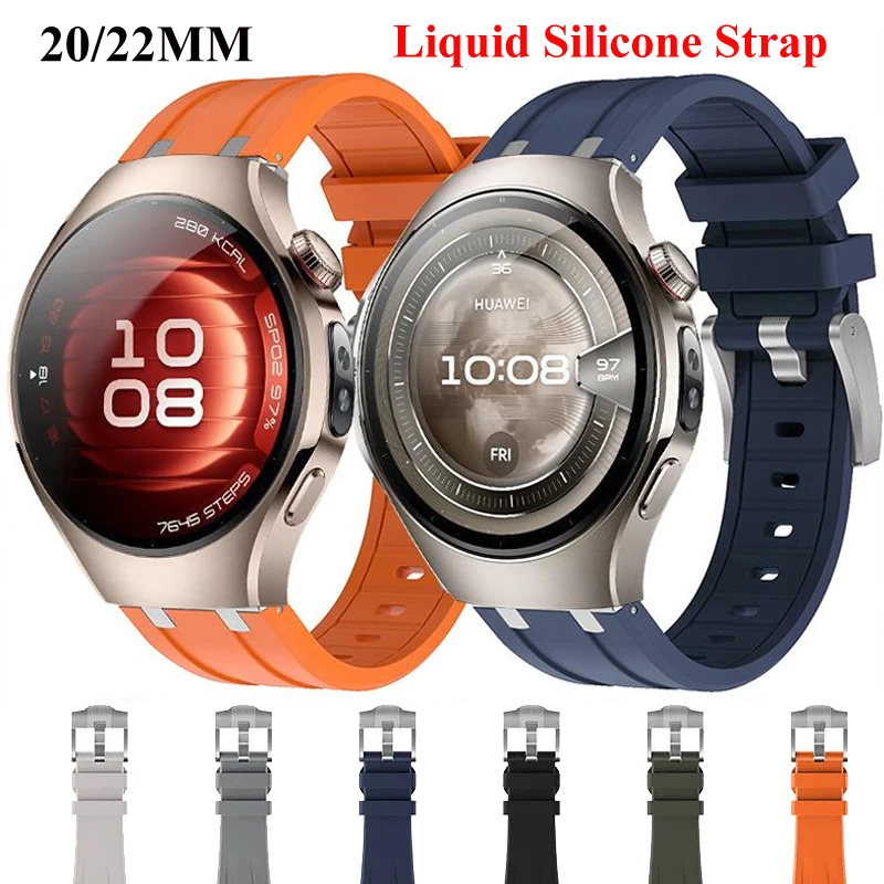 Correa de silicona líquida de 20mm y 22mm para Huawei Watch GT 5Pro, correa deportiva de 46mm para Huawei Watch 3 4 5 5Pro/GT2 3 4 46 42mm/GT2e GT2Pro