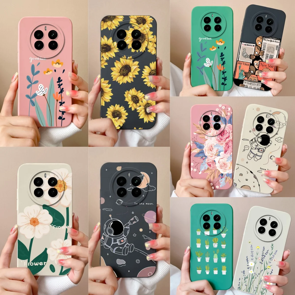Funda para Realme 12 Pro Plus, funda de teléfono con flores de belleza para Realme 12 Lite, carcasa trasera de protección de lente mejorada de silicona líquida suave