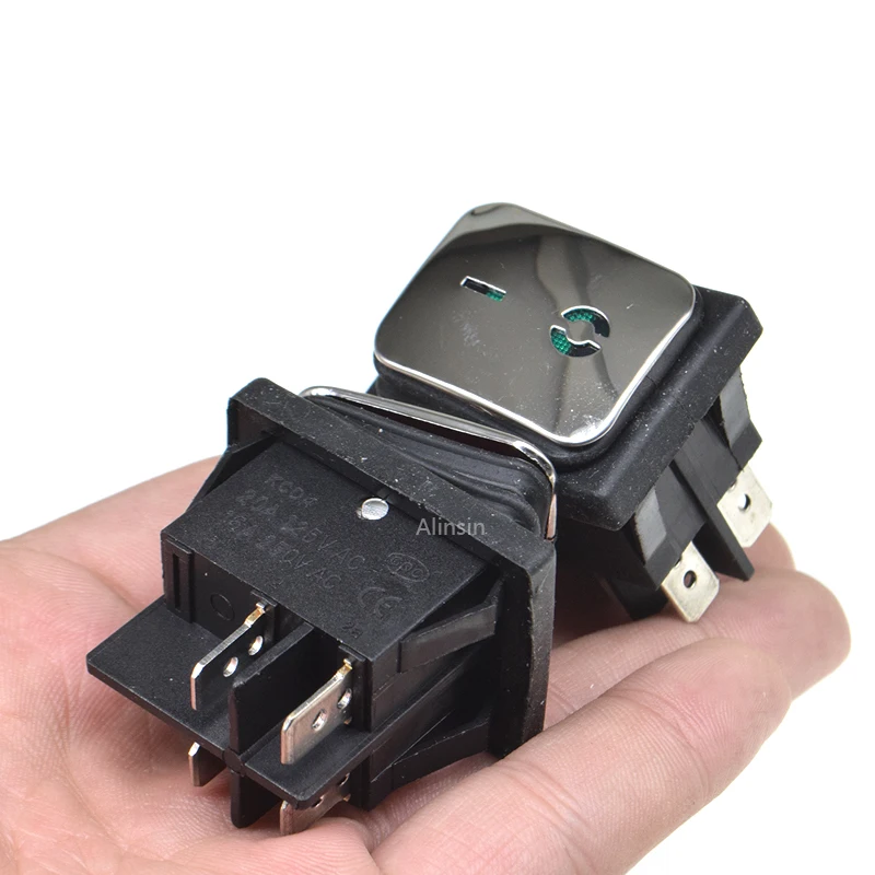 Pulsador de acero inoxidable con interruptor basculante de luz, pulsador de encendido/apagado de 16a/250V, 4 pines, impermeable, 1 pieza, 20A, KCD4 - imagen 4