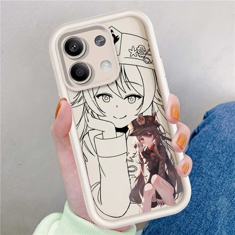 Hu Tao Chica de anime para Redmi Note 14 13 12 11 12R 12R 11T Pro Speed Plus 5G Eye Ladder funda de teléfono - imagen 3