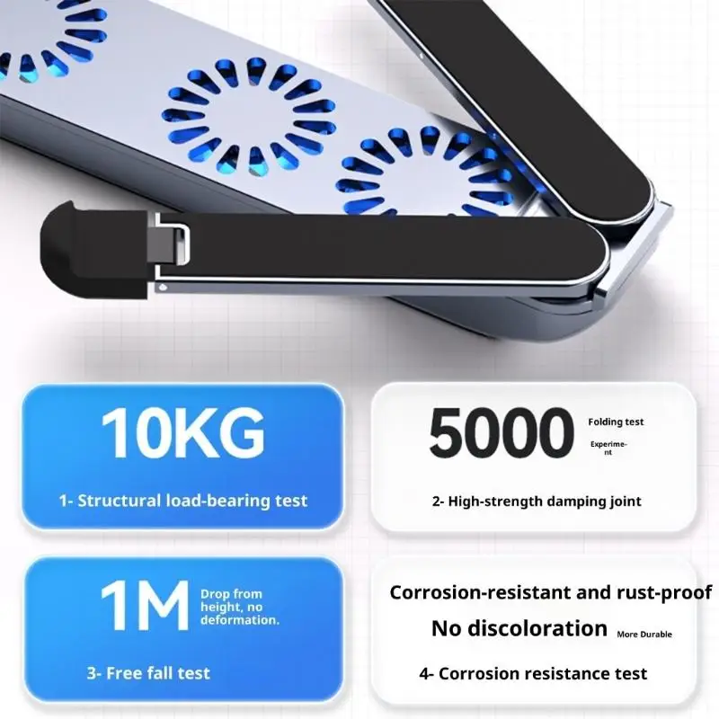 Y1UB soporte refrigeración ajustable para ordenador portátil, almohadilla ventilador aluminio plegable para tabletas, - imagen 3