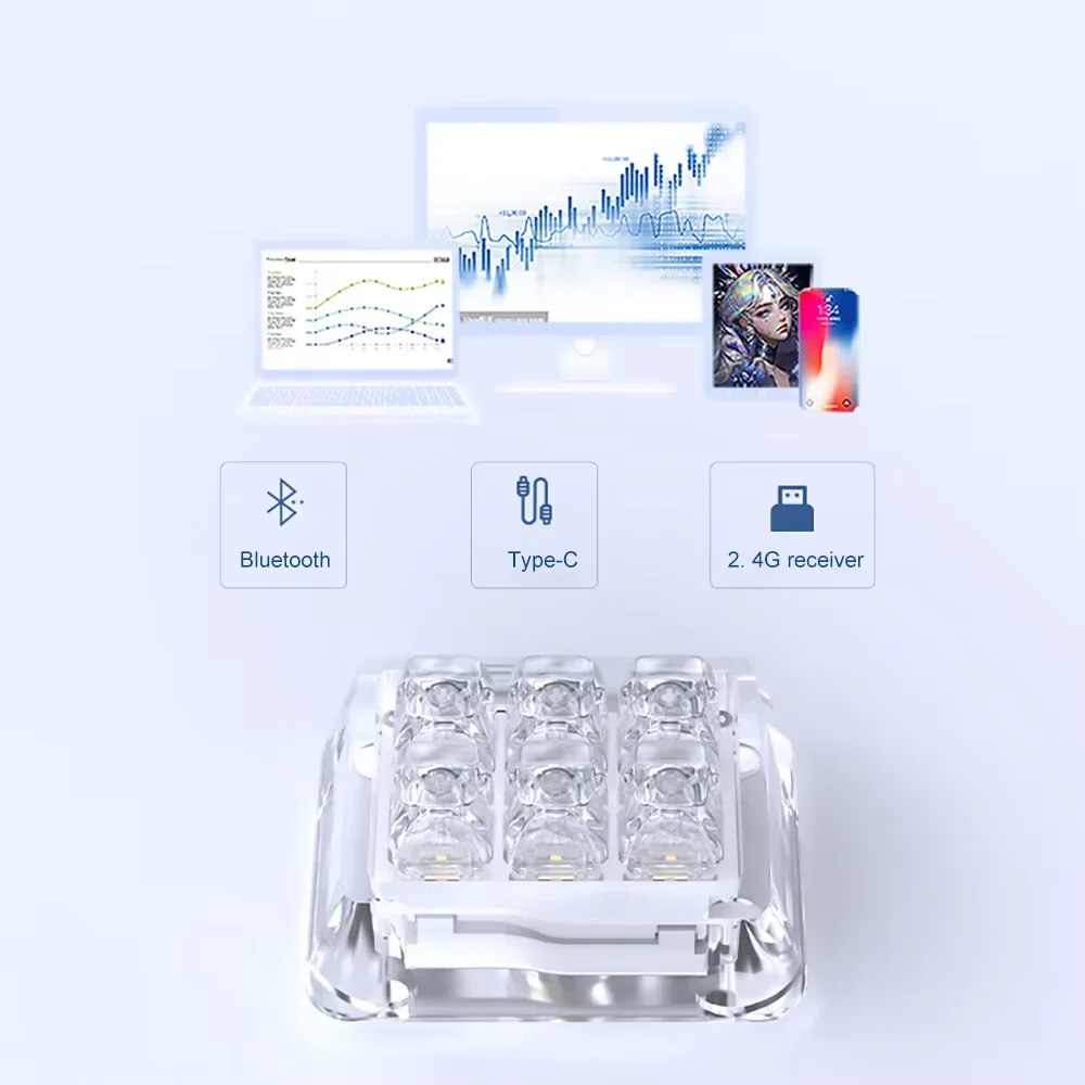 FirstBlood x Ajazz B6 intercambiable en caliente totalmente transparente Bluetooth con cable 2,4G Mini teclado mecánico de tres modos personalización DIY - imagen 4