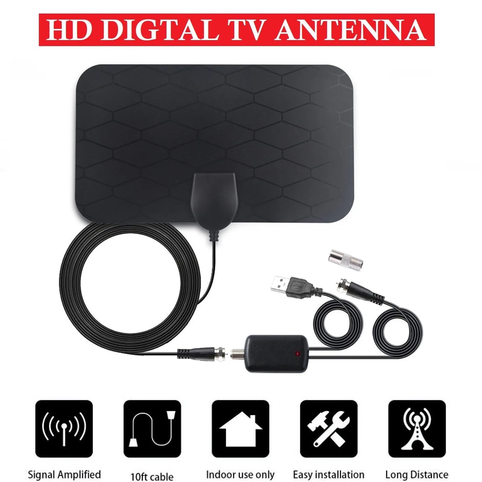 Antena de TV Digital de DVB-T2 para interior, amplificador de 3000 P, 1080 millas, 4K, para coche, RV, viaje - imagen 3