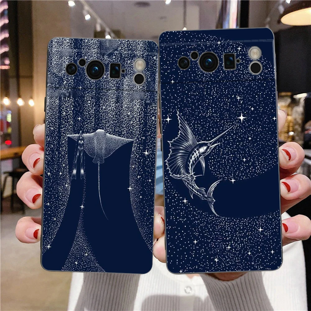 Funda de teléfono Killer Whale Orca para Google Pixel 9 8 7 6 Pro XL 8A 6A 7A 5G, funda negra de TPU suave a prueba de golpes - imagen 2
