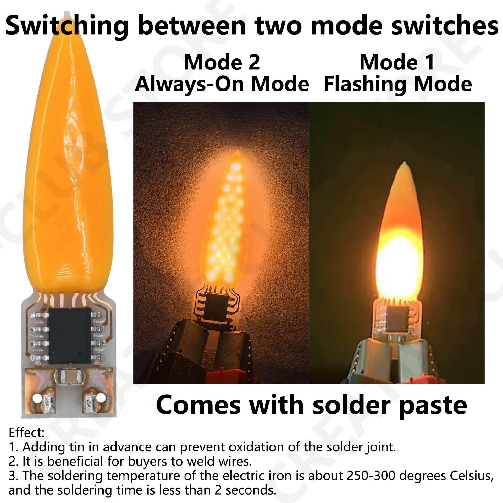 Mecha LED de llama de fuego DC 3V para velas LED DIY parpadeante + siempre encendido 2 modos 1800K batería vela accesorios de luz - imagen 5