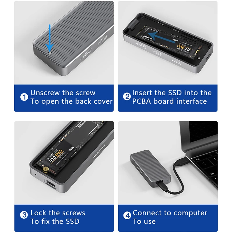 Caja de disco duro móvil UTHAI M6N, adaptador M.2 NVMe a USB3.2 Gen2 * 2, carcasa SSD de velocidad de trueno de 20Gbps para unidad de estado sólido - imagen 4