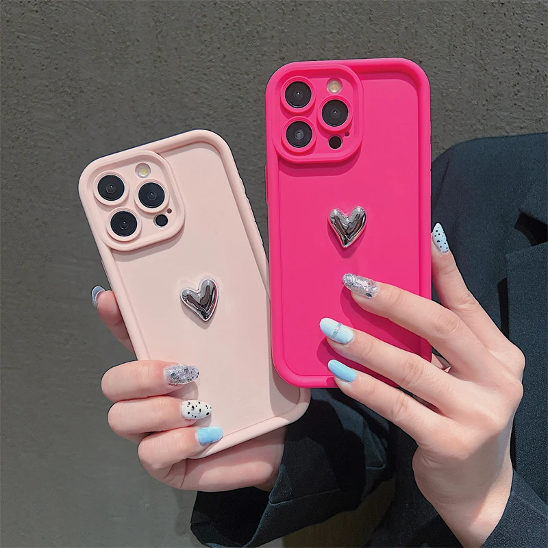 Funda de teléfono con corazón plateado para Samsung Galaxy S24 S23 S22 S21 Ultra Plus FE A52 A32 A53 A13 A33 A52 A34 A54 A15 funda suave de silicona - imagen 4