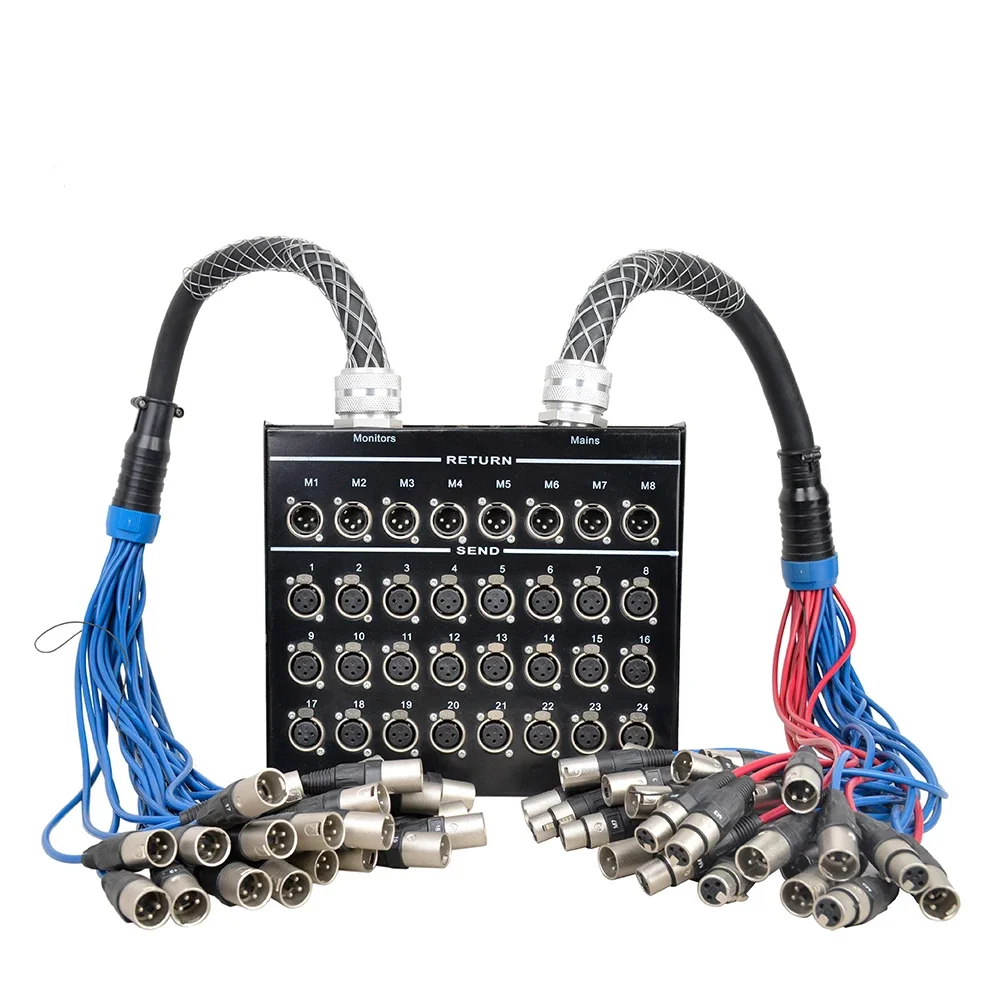 Audio profesional 32 canales XLR caja de escenario Cable serpiente BSS24X8-30/M24-10 altavoz caja de cartón COAXIAL cobre desnudo macho-hembra Ce