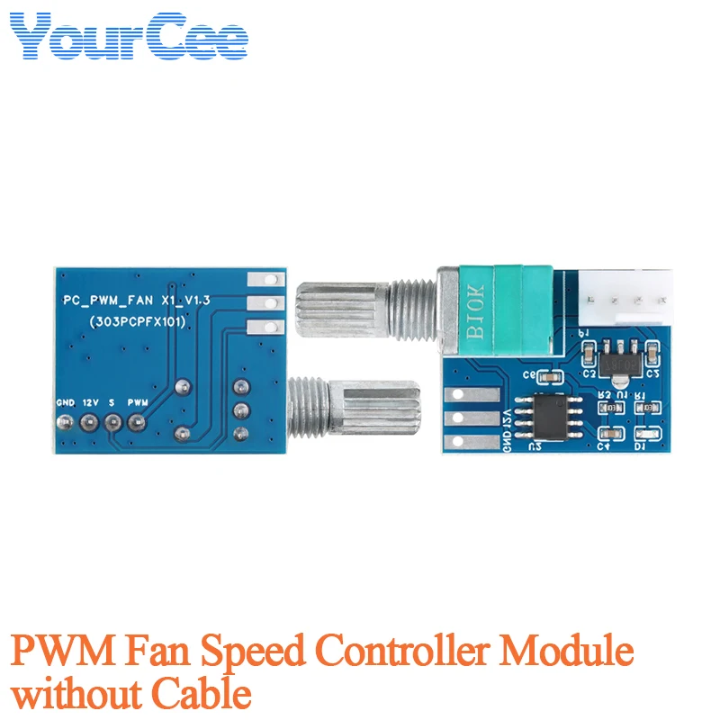 Módulo controlador de velocidad del ventilador PWM de un solo canal, 5 uds./1 unidad, 12V, con Cable, Control de velocidad PWM, módulo de ventilador con cubierta de computadora - imagen 3
