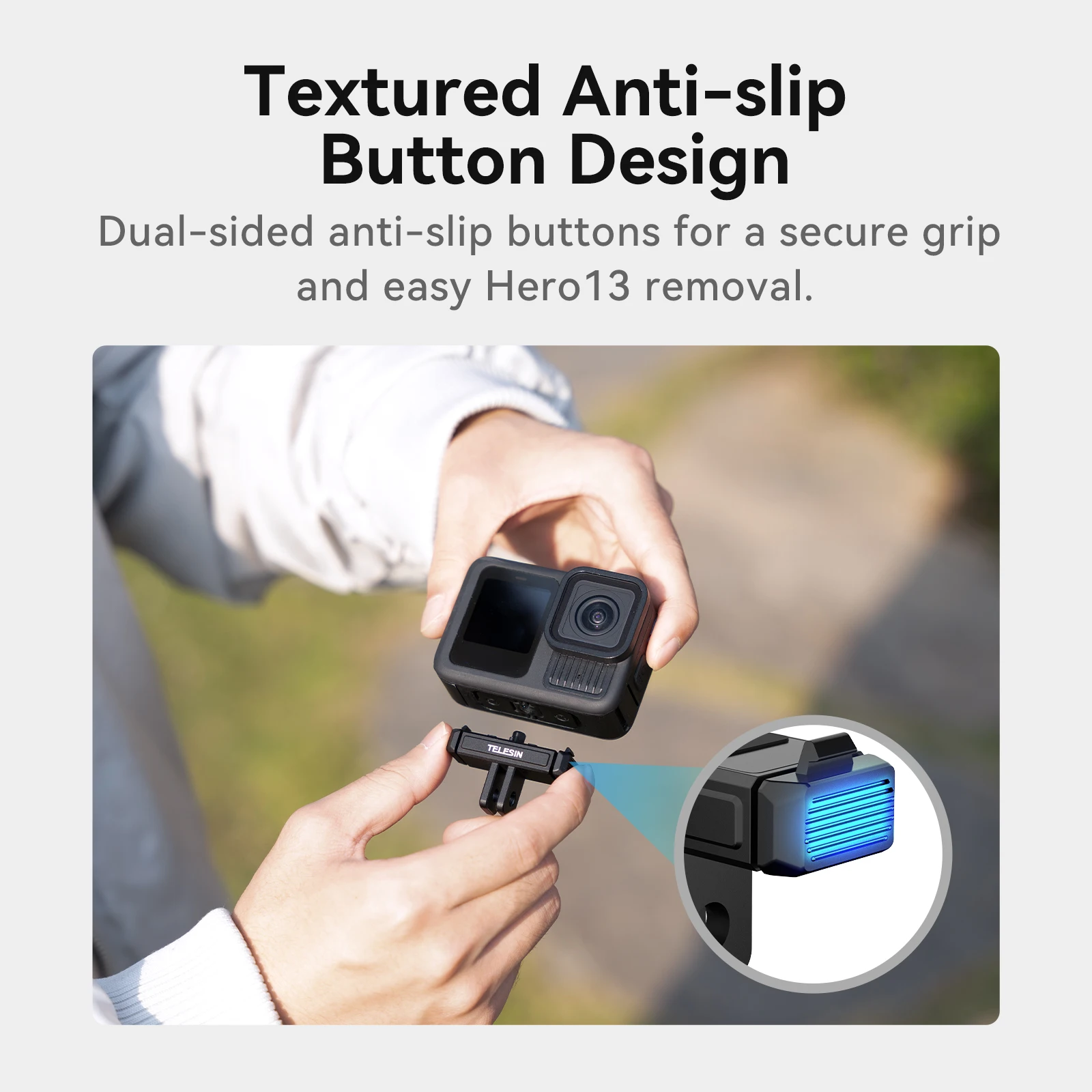 TELESIN-Adaptador magnético de dos garras de aleación de aluminio, liberación rápida, accesorios de Cámara de Acción para Gopro Hero 13, adaptador de doble bloqueo - imagen 4